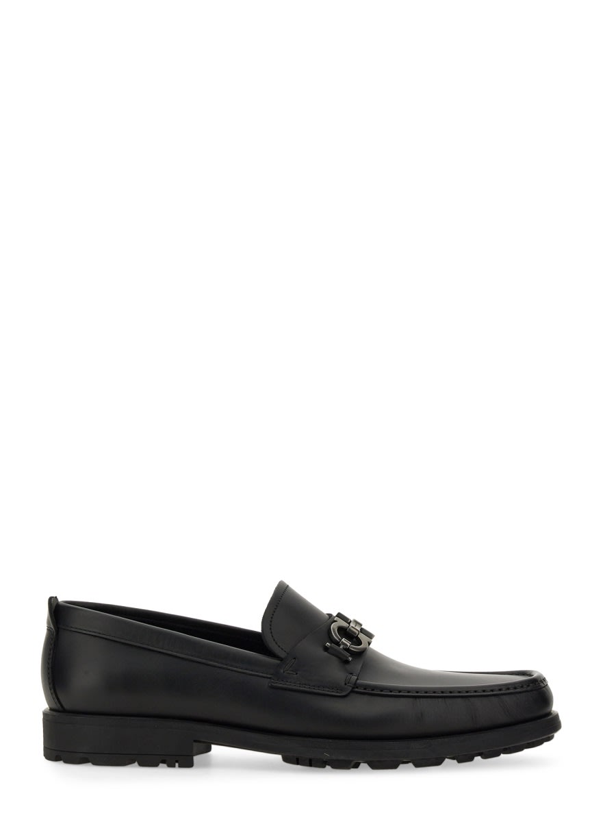 Shop Ferragamo Moccasin With Gancini Ornament In Black