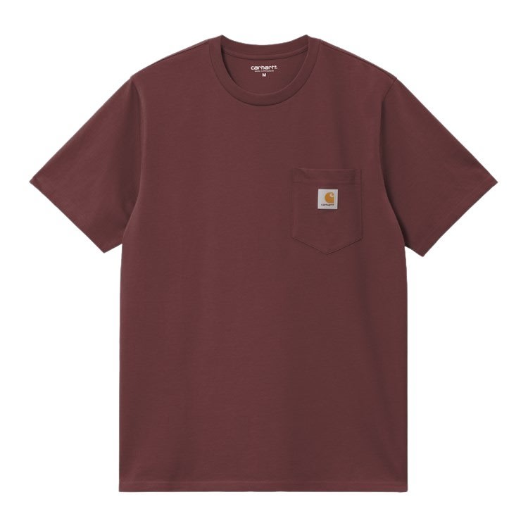 Carhartt Work In Progress Logo Pocket T-shirt In Burgundy