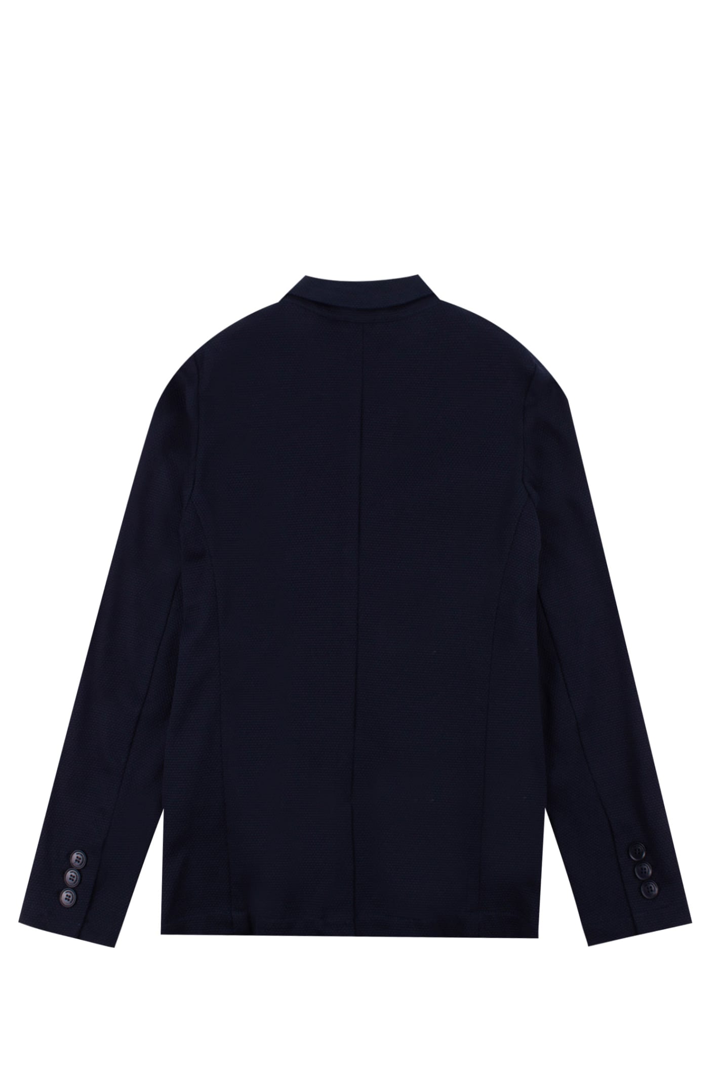 Shop Emporio Armani Double Breasted Cotton Jacket In Blue