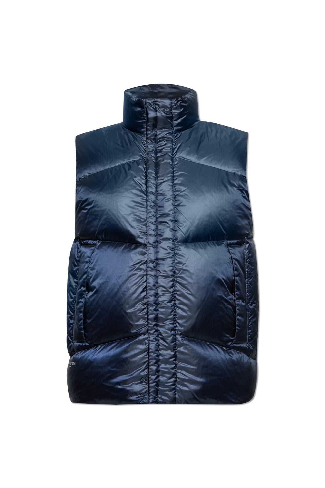 Shop Woolrich Down Vest With Stand-up Collar In Melton Blue