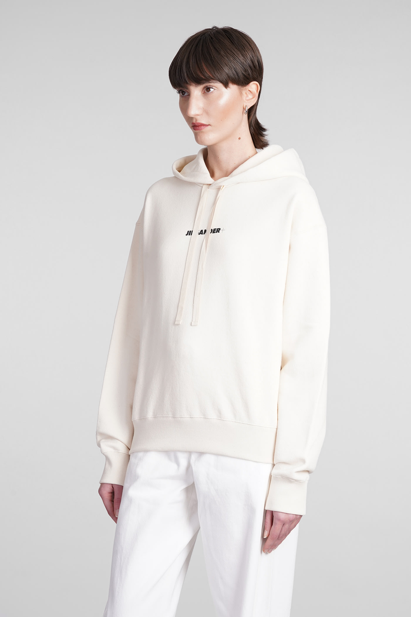 Shop Jil Sander Sweatshirt In Beige Cotton