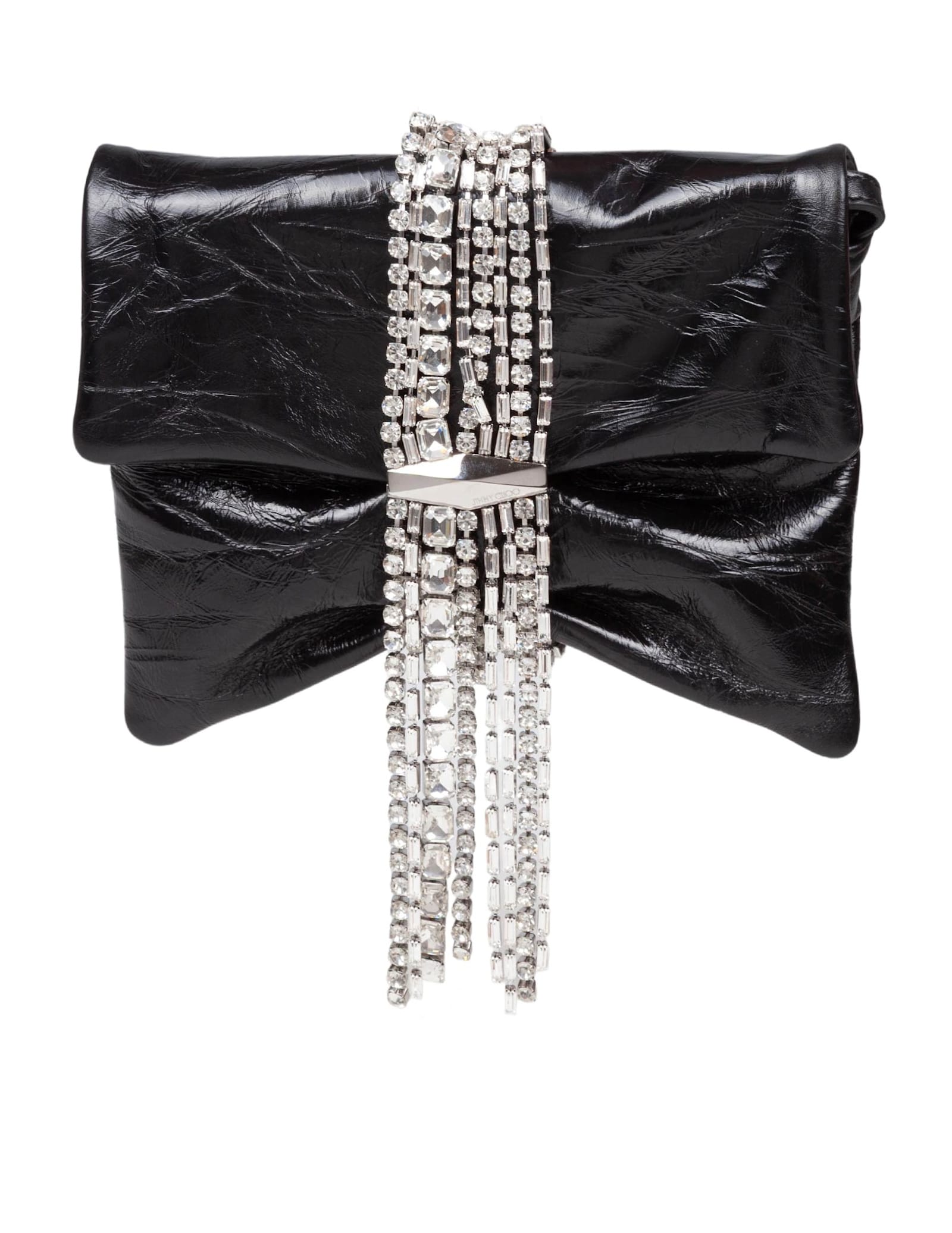 Jimmy Choo Zandra Clutch Bag In Black Metallic Leather In Multi