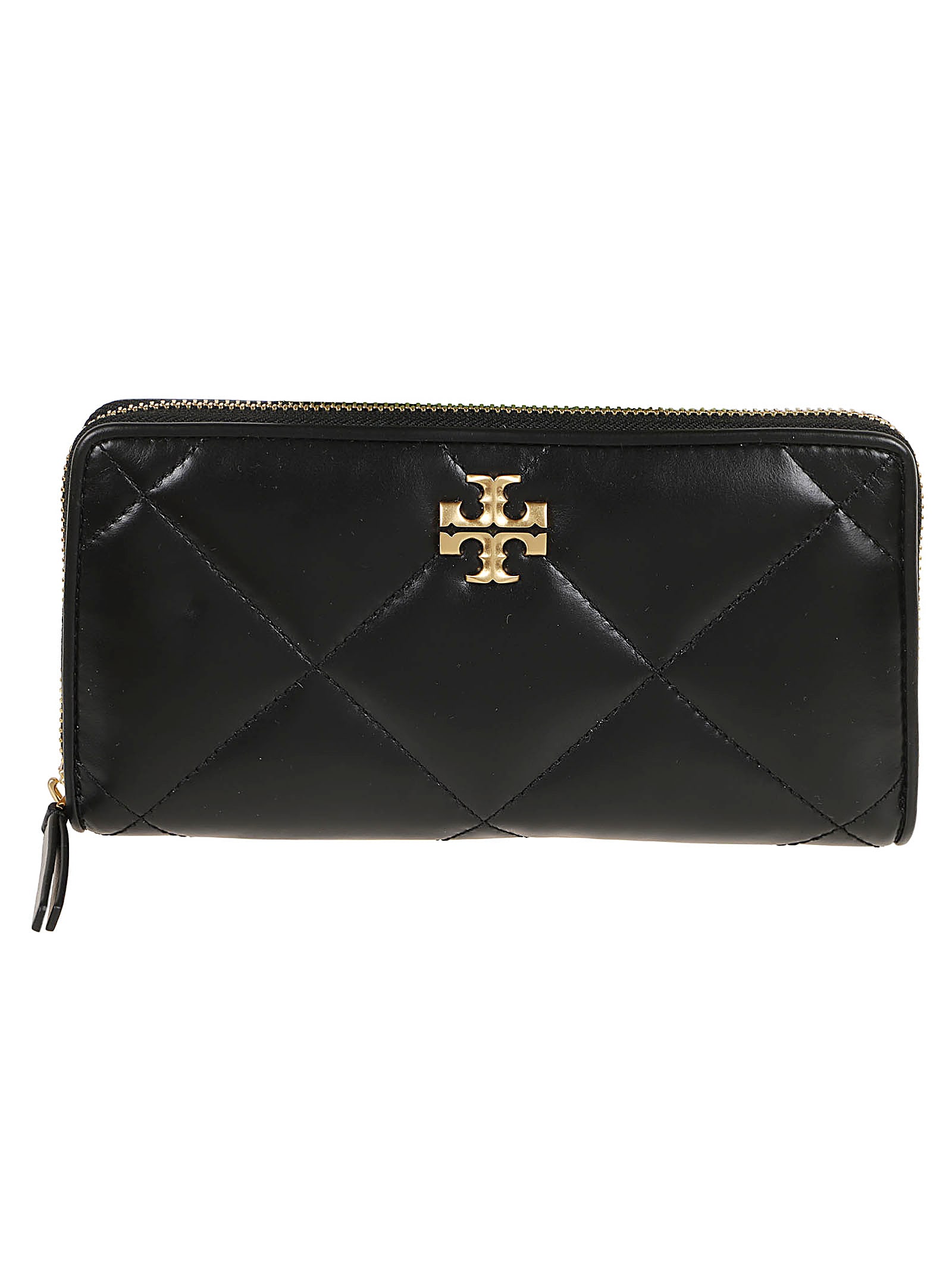 Shop Tory Burch Kira Diamond Quilt Zip Continental Wallet In Black