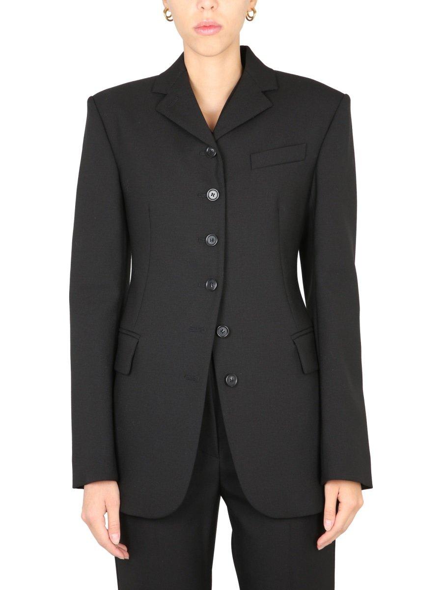 Shop Max Mara Single-breasted Long-sleeved Jacket In Black