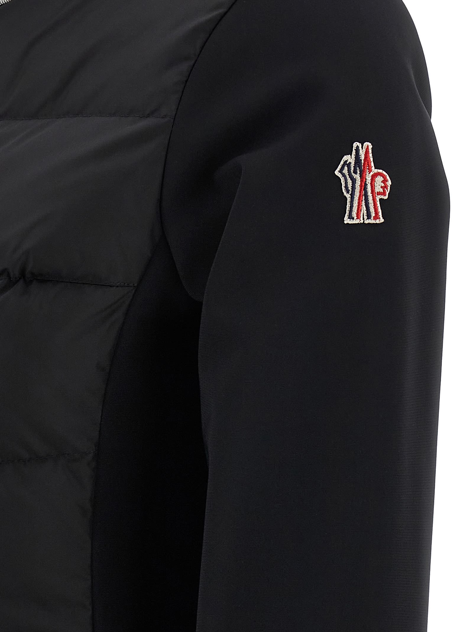 Moncler Grenoble Women Padded Sweatshirt With Hood And Zip In Black