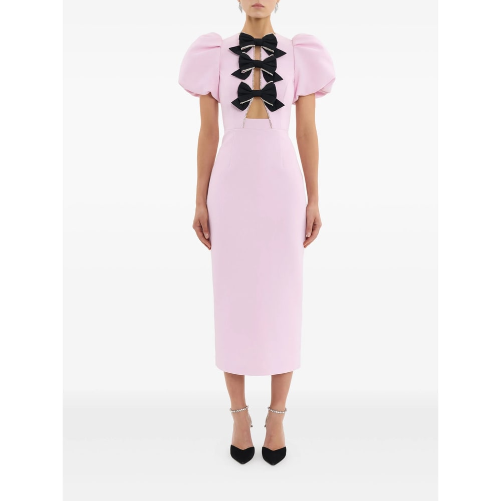 Rebecca Vallance Nemy Bow-embellished Crepe Midi Dress In Pink