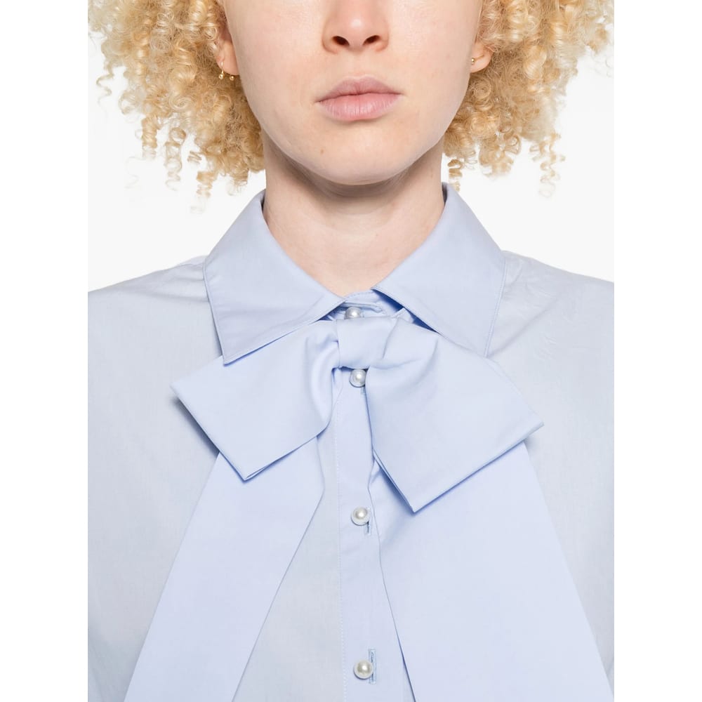 Vivetta Bow-detail Buttoned Shirt In Blue