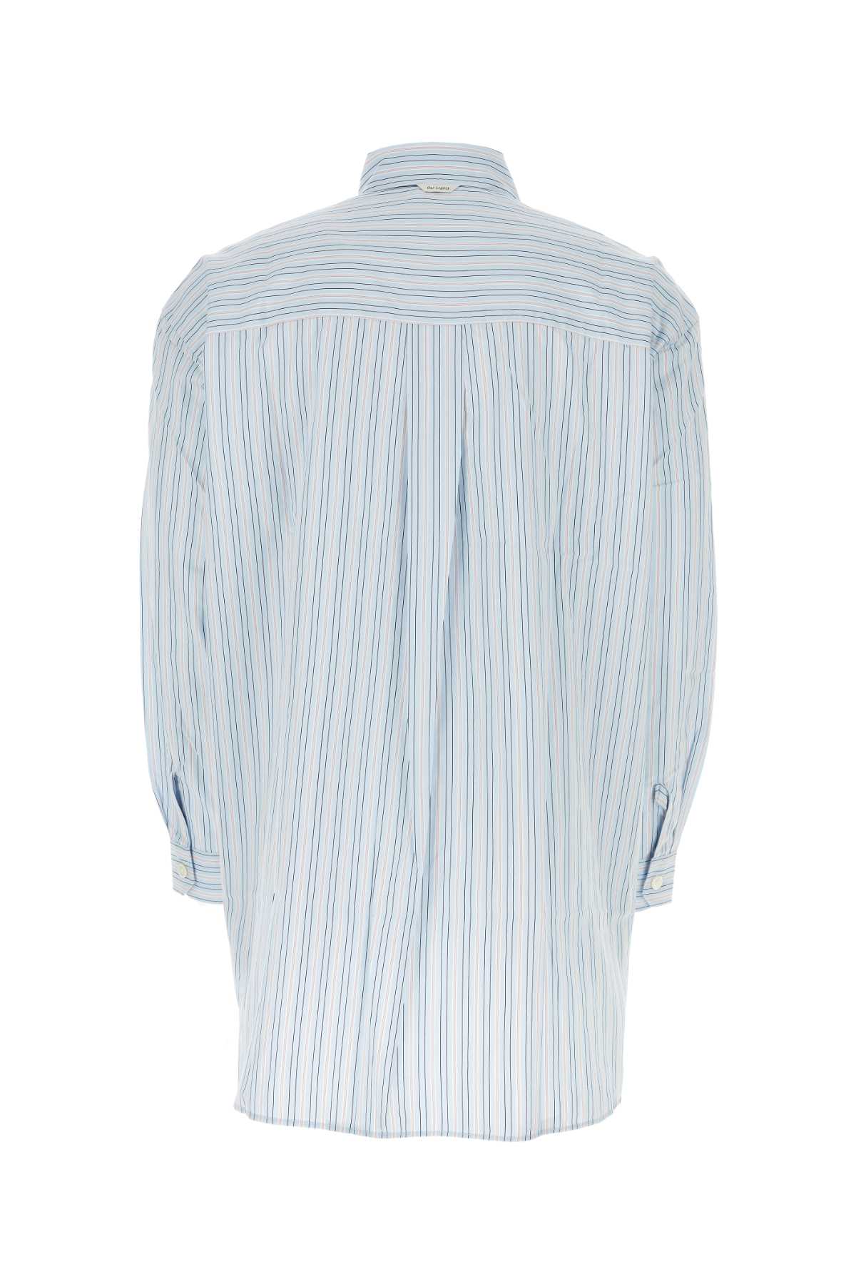 Shop Our Legacy Embroidered Poplin Popover Shirt In Sonicbluestripe