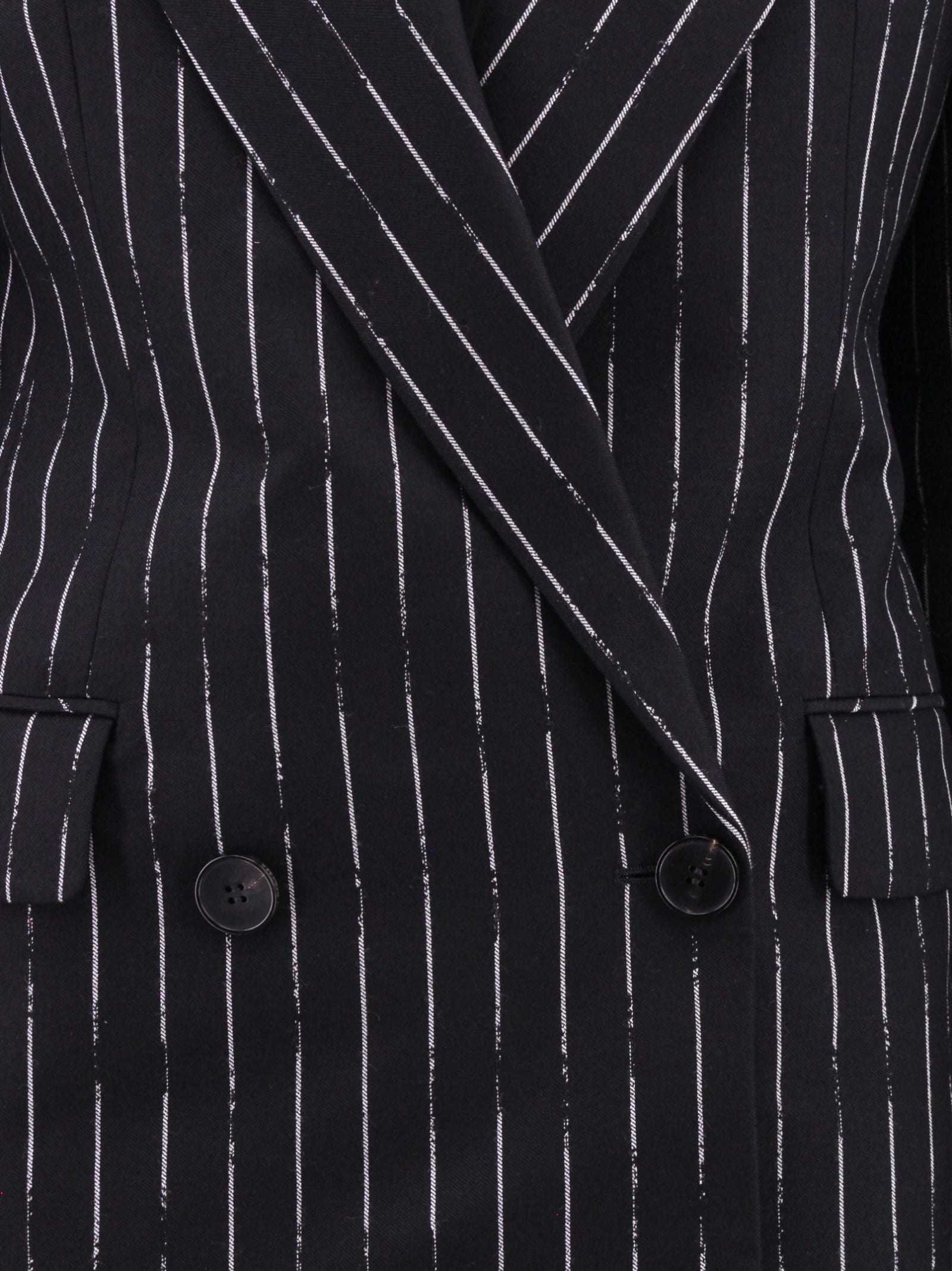 Alexander Mcqueen Pinstripe Tailored Jacket With Double-breasted Front In Black