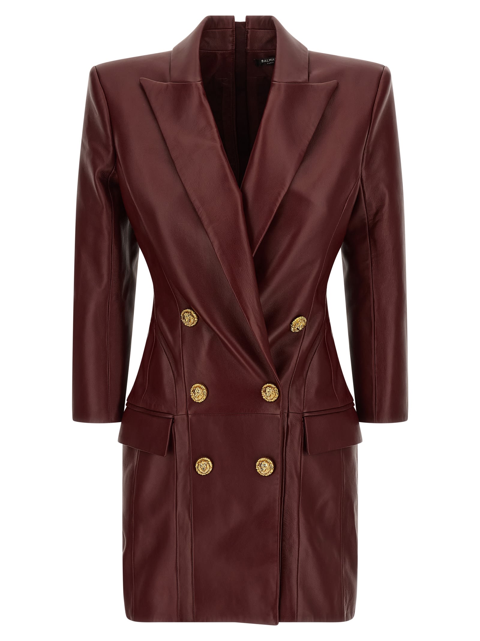 Balmain Blazer Dress In Burgundy