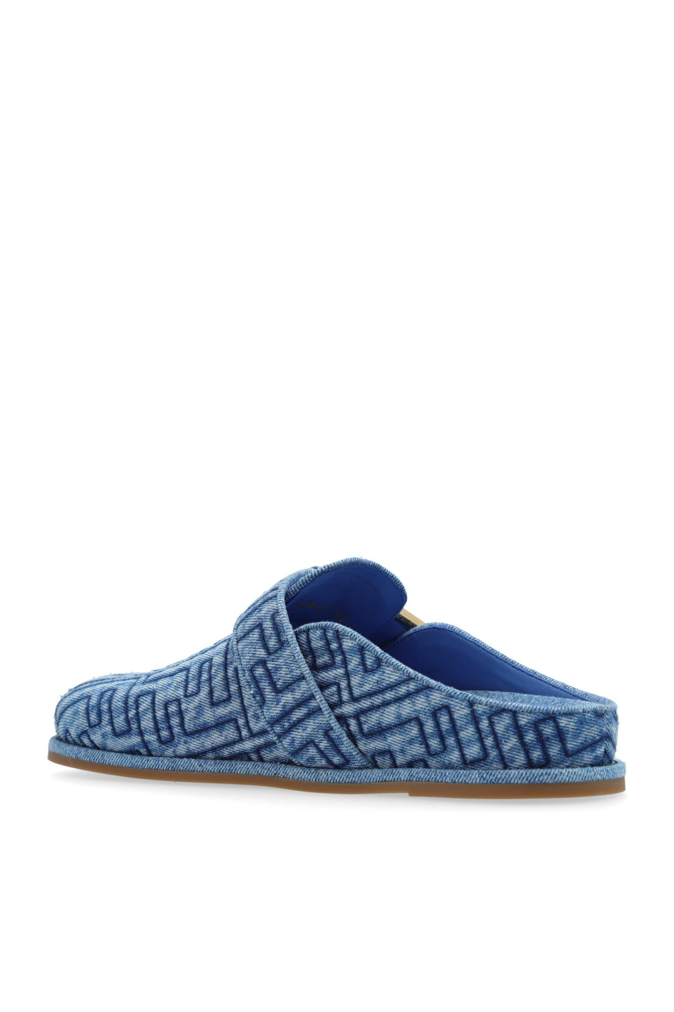 Shop Fendi Slippers With Logo In Blue