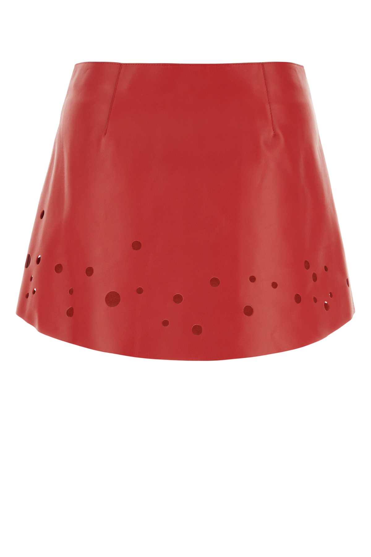 Shop Durazzi Milano Red Leather Mini Skirt