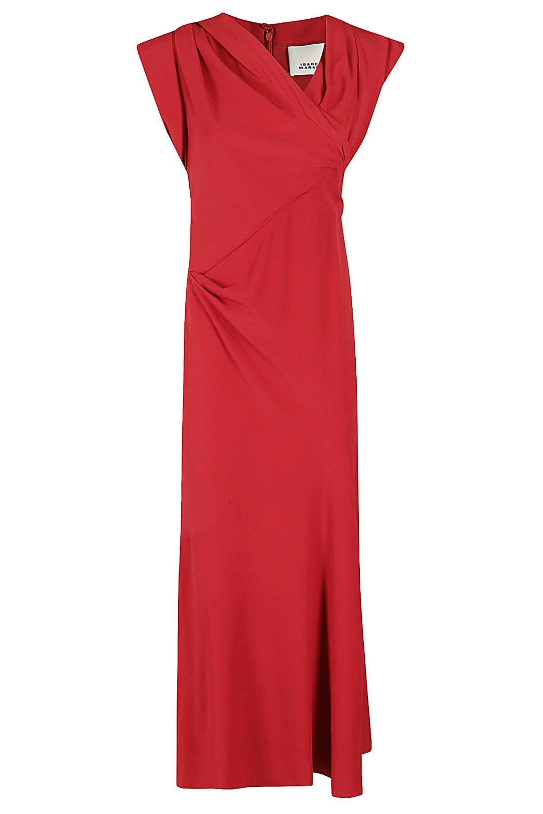 Shop Isabel Marant Draped Sleeveless Dress In Red