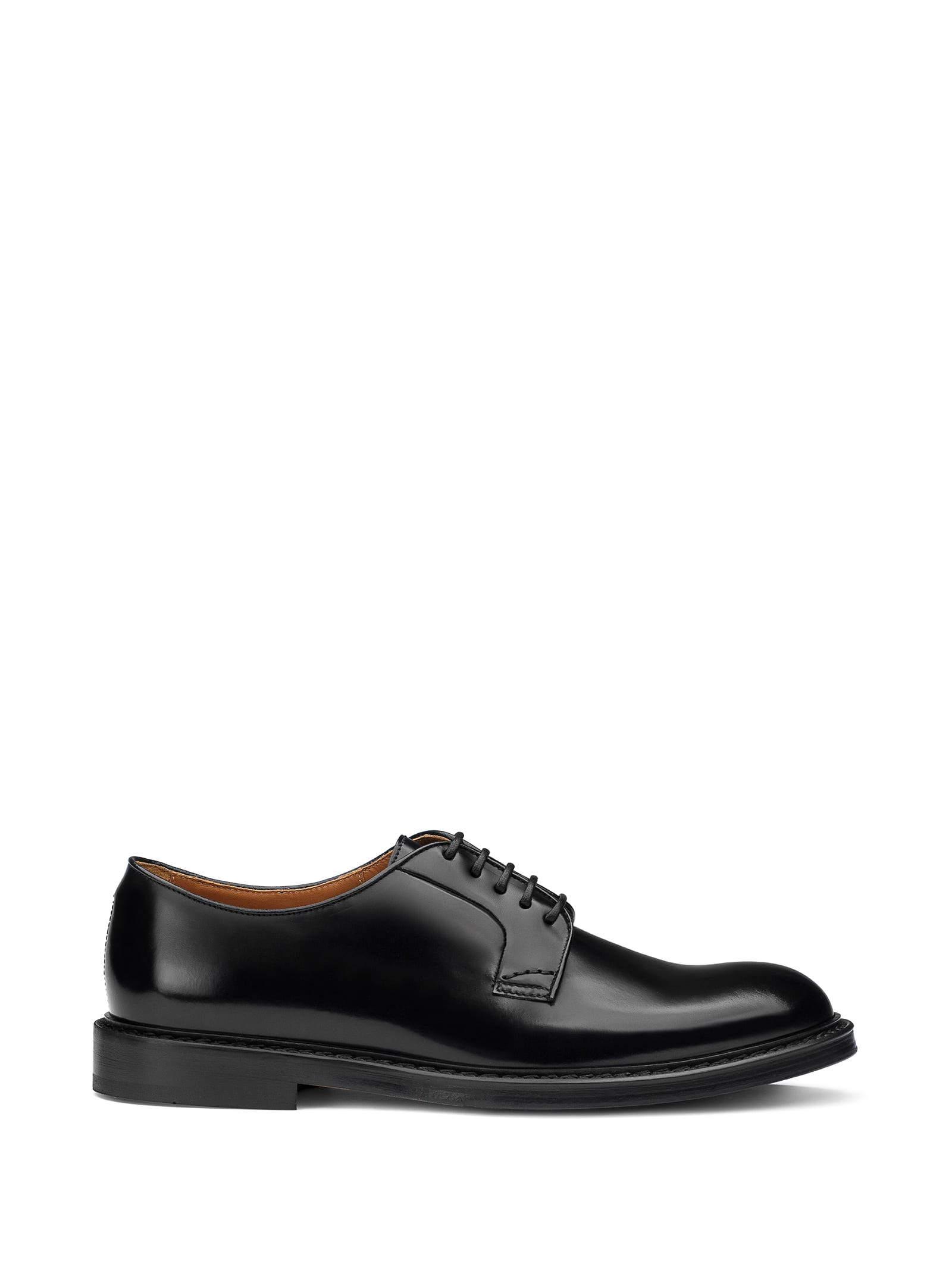 Shop Doucal's Derby Black In Brushed Leather In Nero