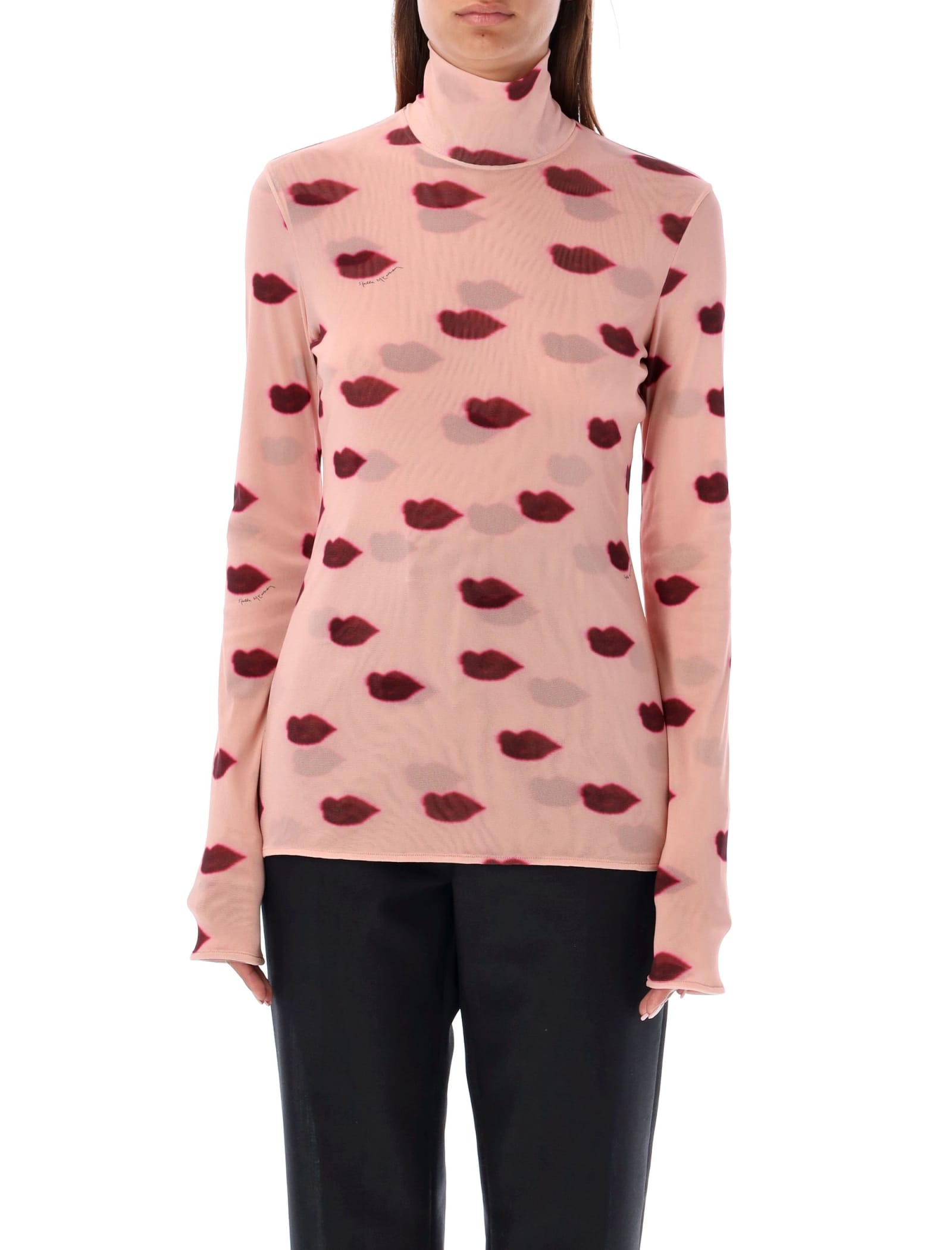 Shop Stella Mccartney Lips Print Top Mesh In Pink