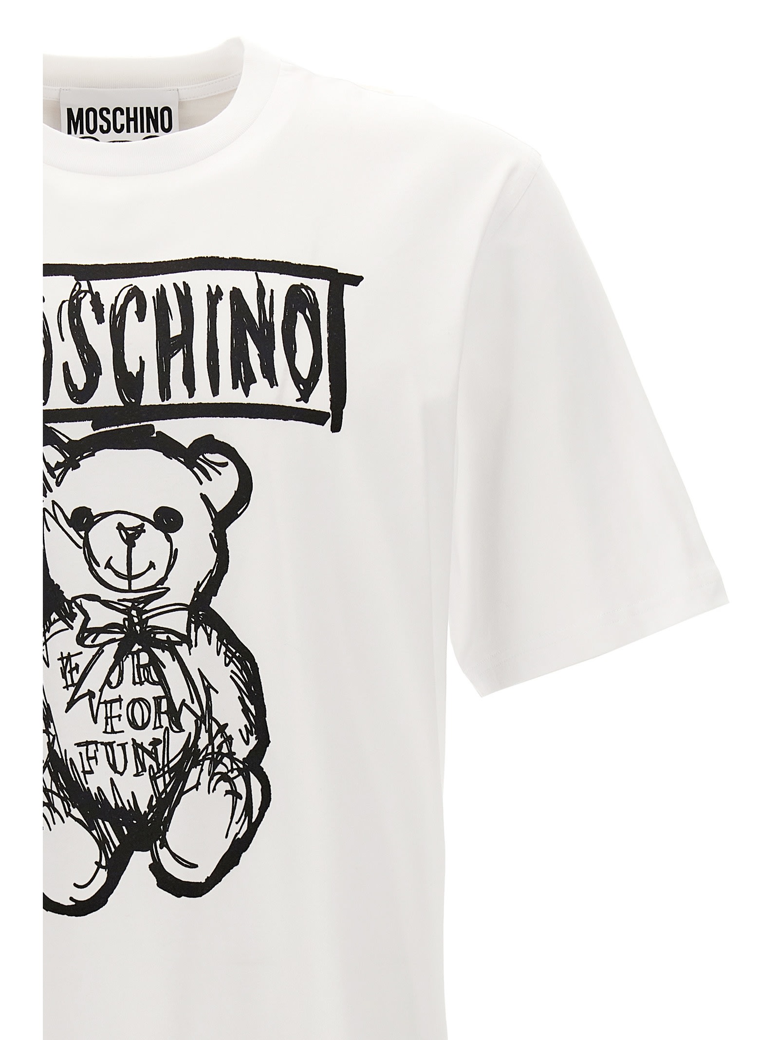 Shop Moschino Logo Print T-shirt In White/black