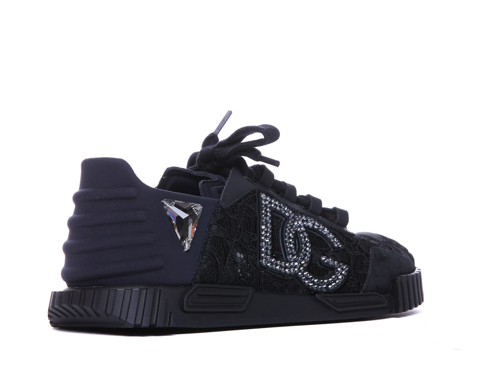 Shop Dolce & Gabbana Lace Ns1 Sneakers In Black