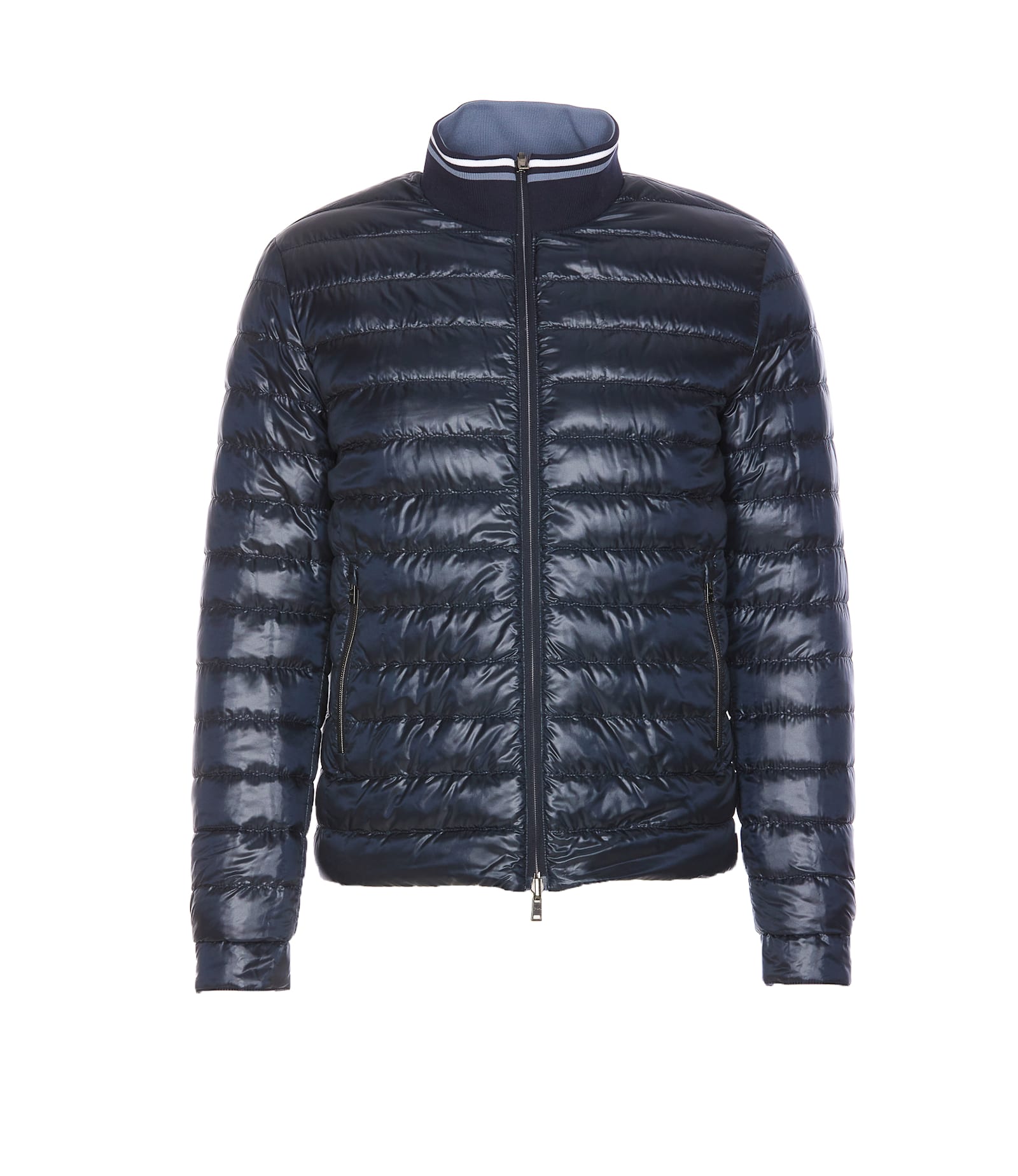 Herno Light Down Crewneck Jacket In Blue