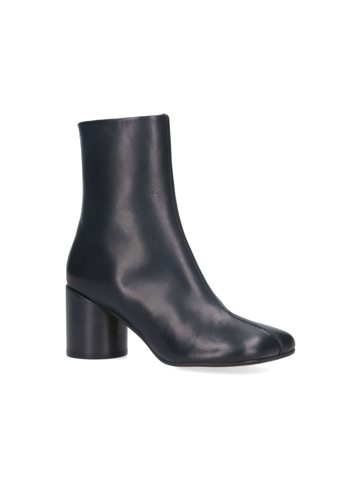 Shop Mm6 Maison Margiela Stitch-out Leather Ankle Boots In Black