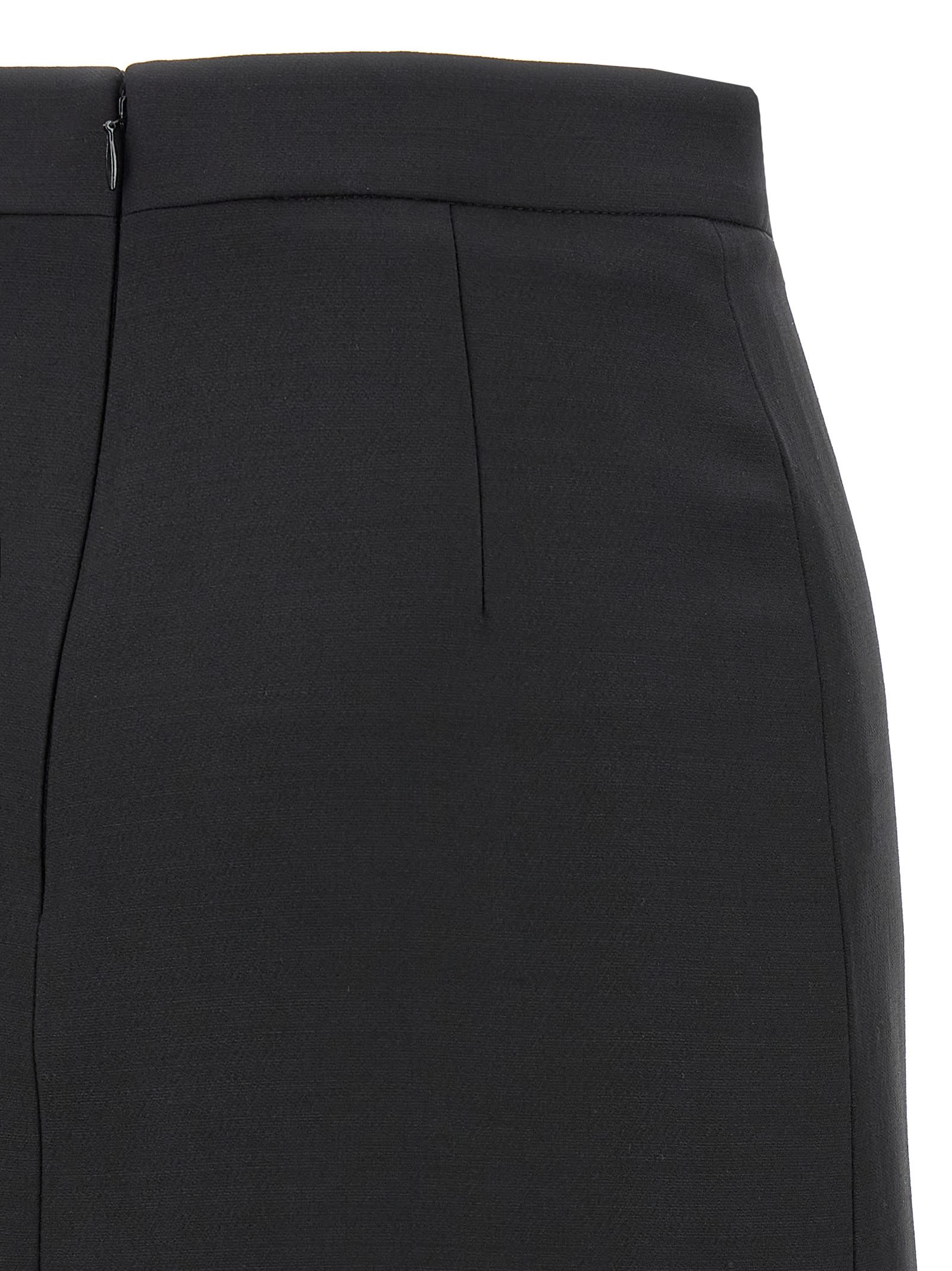 Valentino Black Crepe Couture Skirt In Black