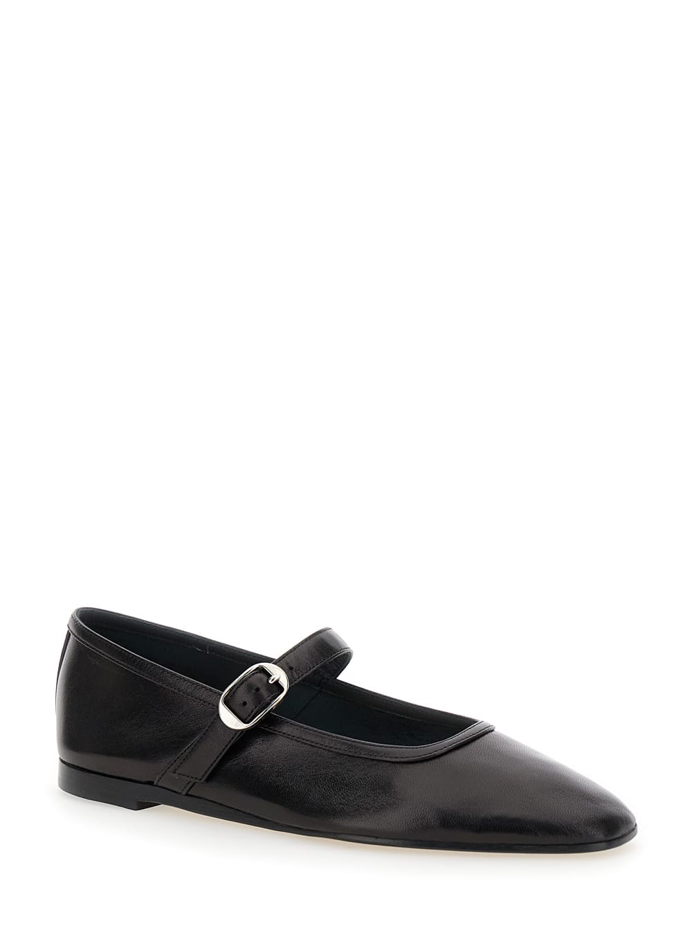 Shop Le Monde Beryl Black Mary Jane Ballet Shoes With Strap And Buckle In Leather Woman