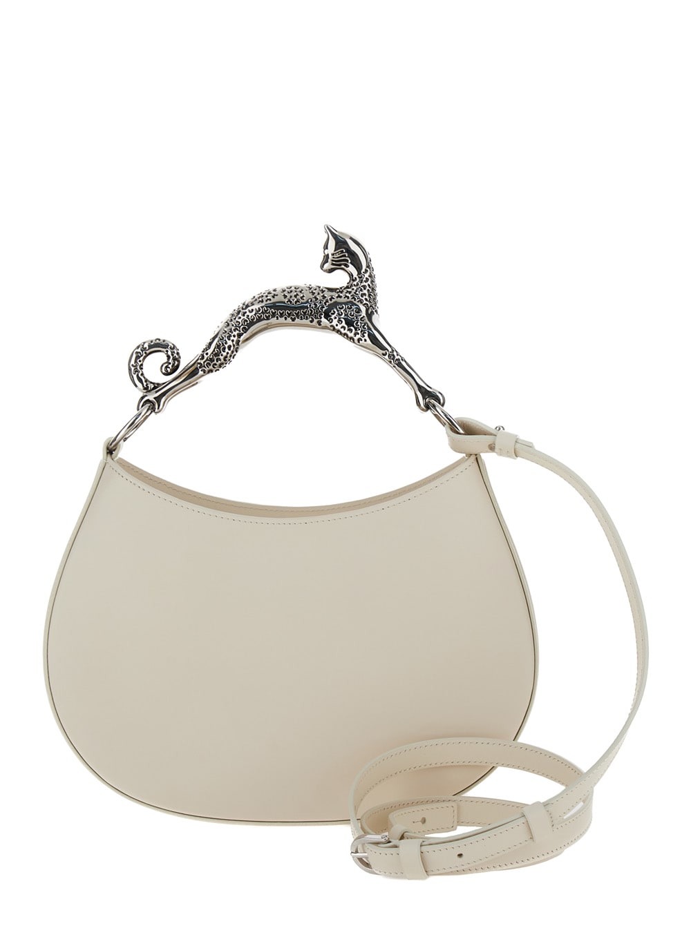 Shop Lanvin Hobo Bag Pm With Cat Handle In White