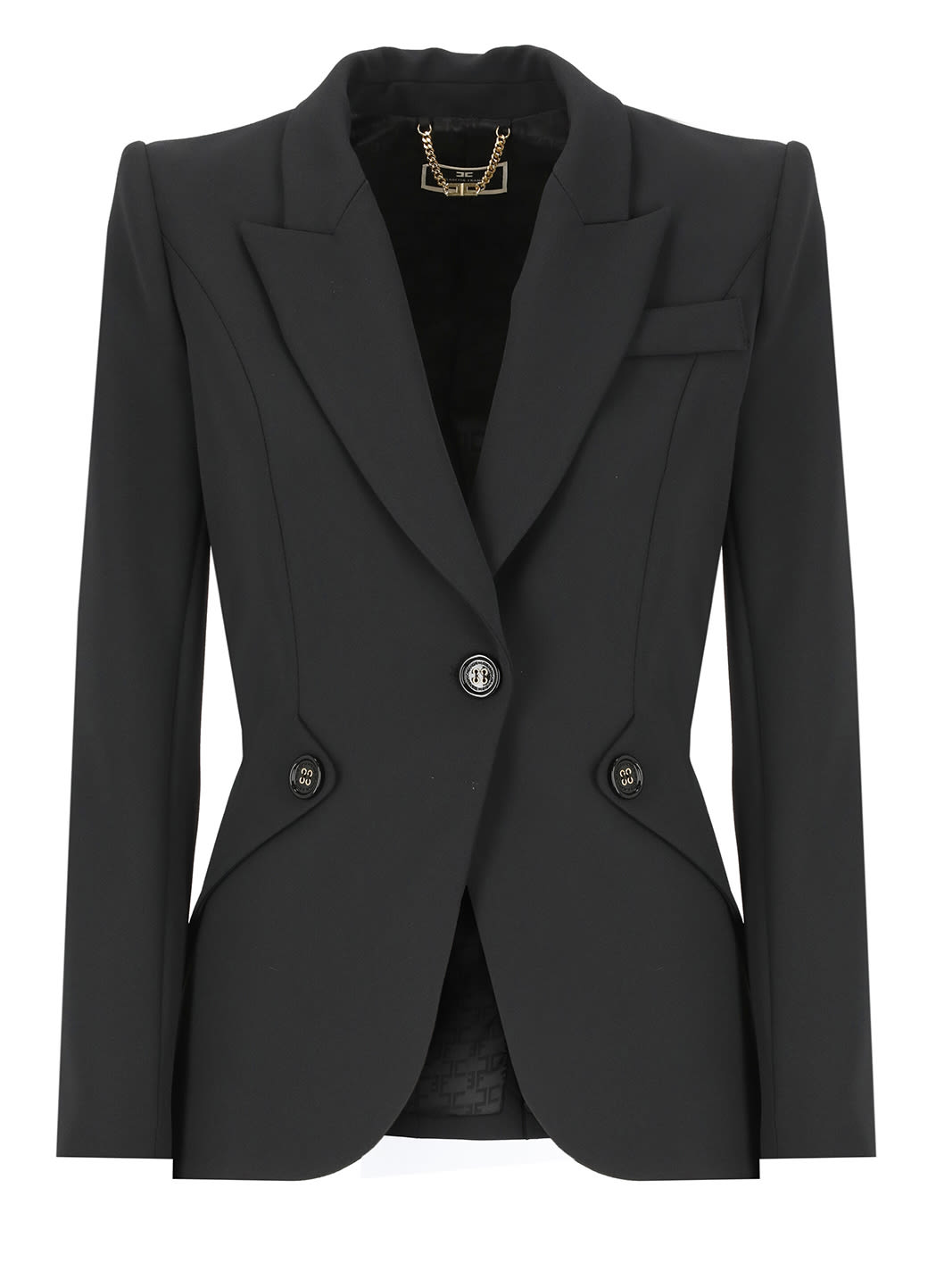 Shop Elisabetta Franchi Crepe Blazer In Black