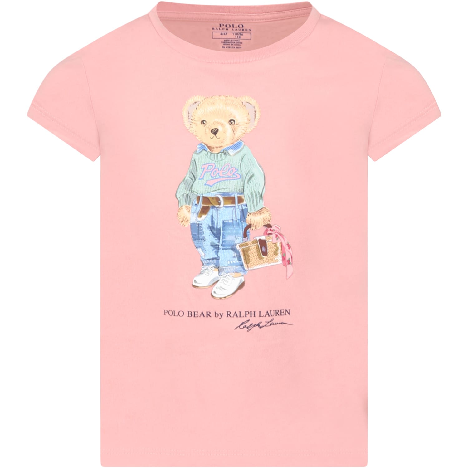 Ralph Lauren Pink T-shirt For Girl With Iconic Bear