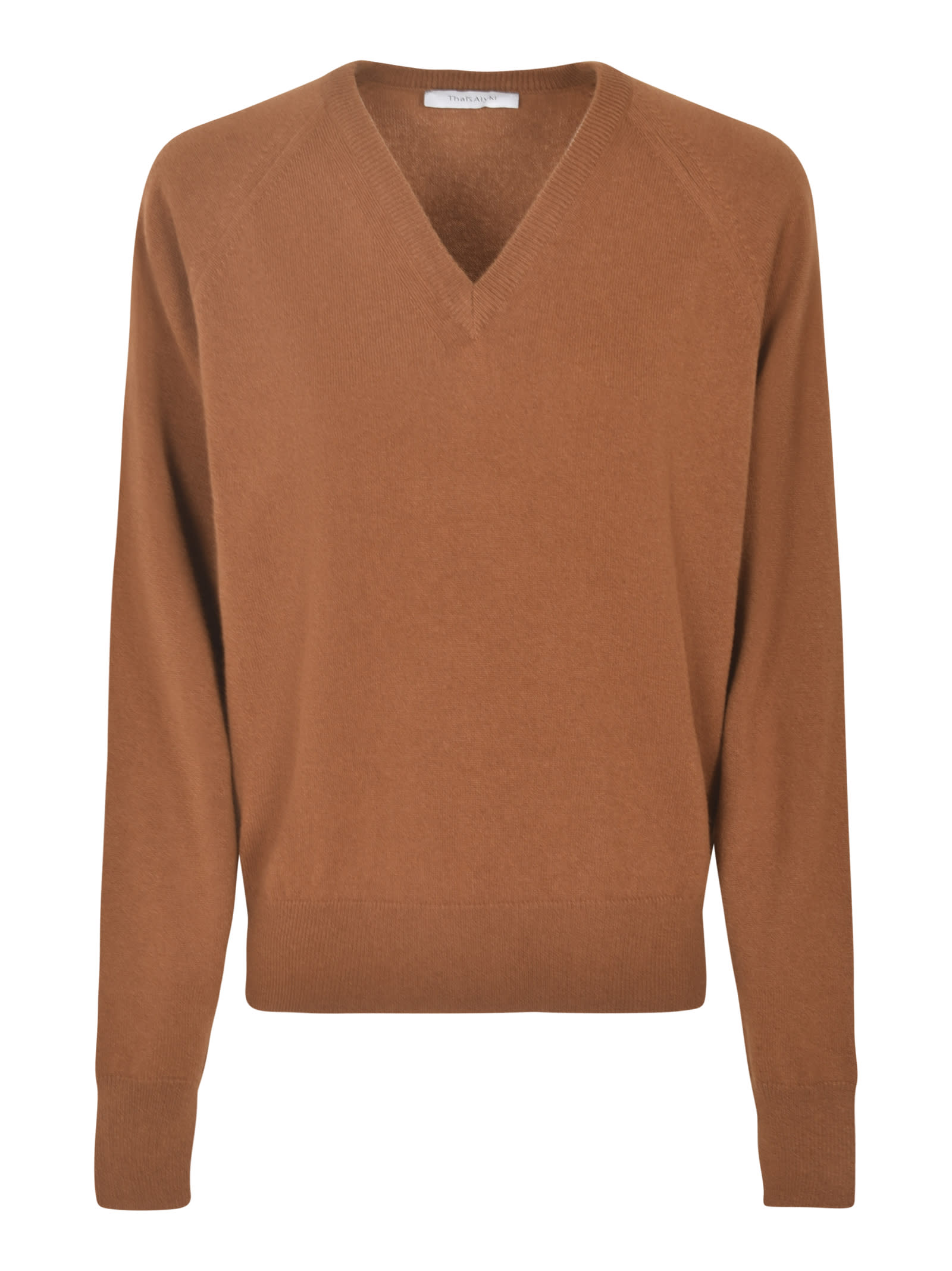 V-neck Rib Plain Sweater