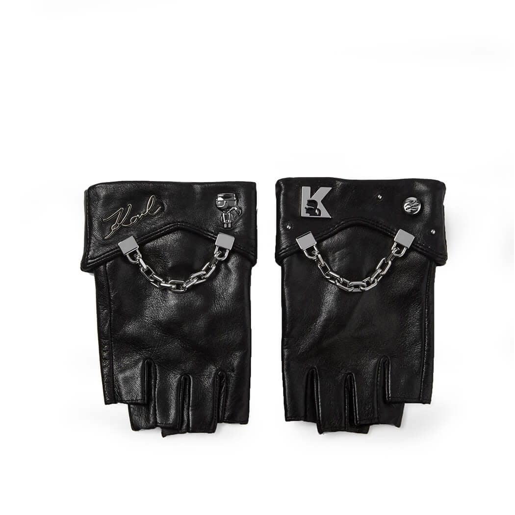 Karl Lagerfeld K/seven Black Leather Gloves