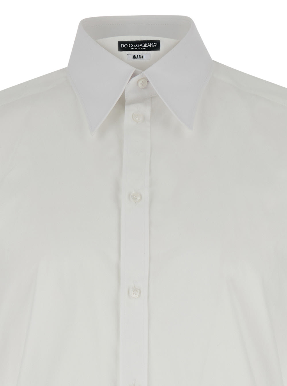 Shop Dolce & Gabbana White Pointed Collar Shirt In Cotton Man