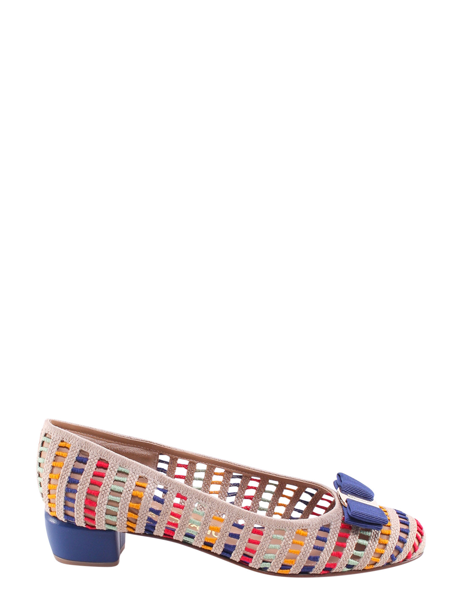 Ferragamo Vara Woven Ballerinas In Multicolor