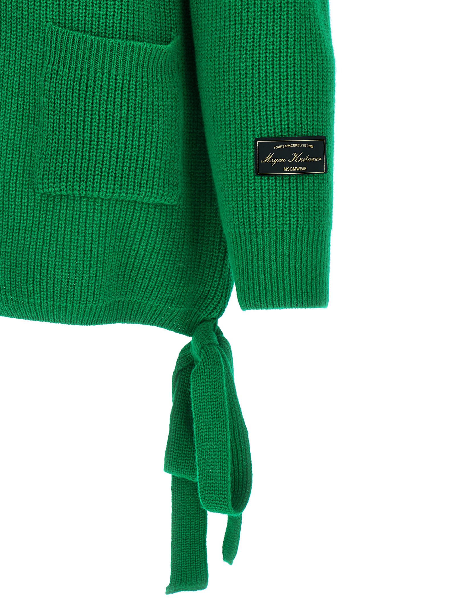 Msgm Fringed Cardigan In Green