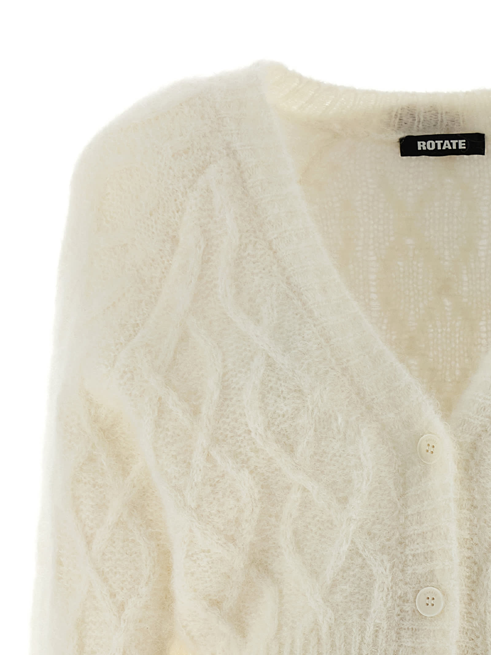 Rotate Birger Christensen Fluffy Knit Cardigan In White