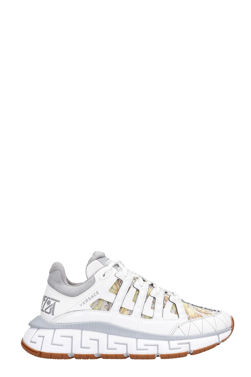 Versace Trigreca Sneakers In White Synthetic Fibers