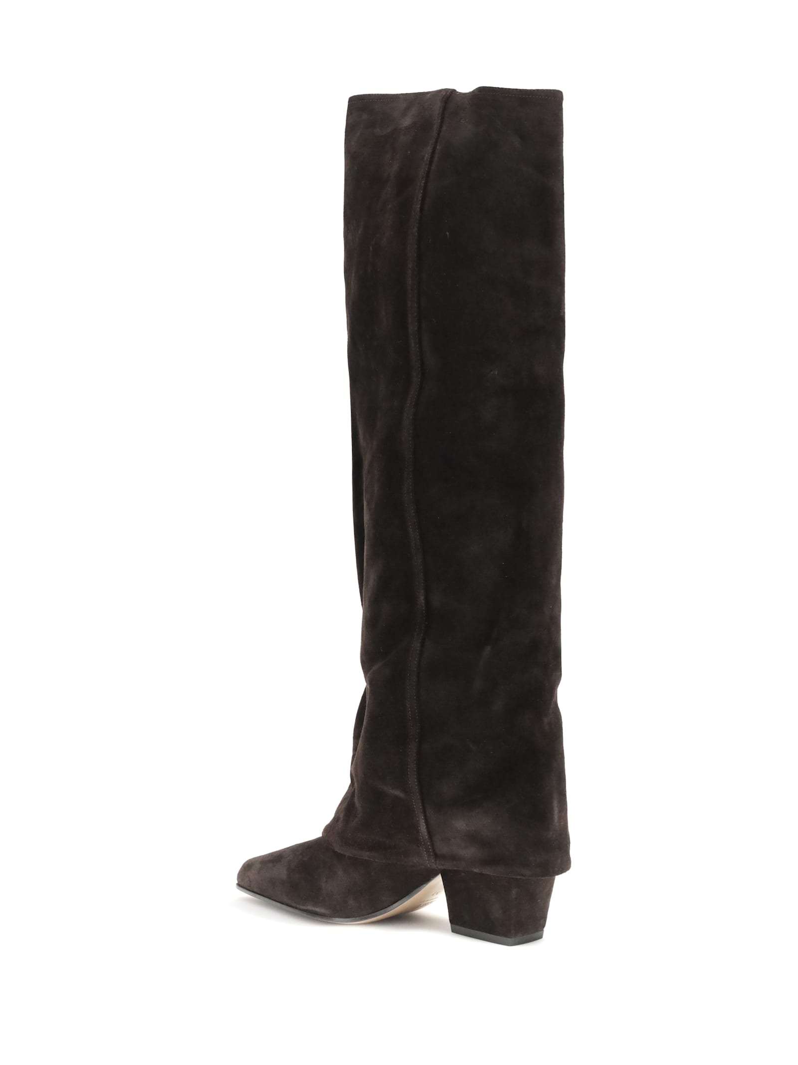 Paris Texas Jane Folded Suede Knee Boots In Brown