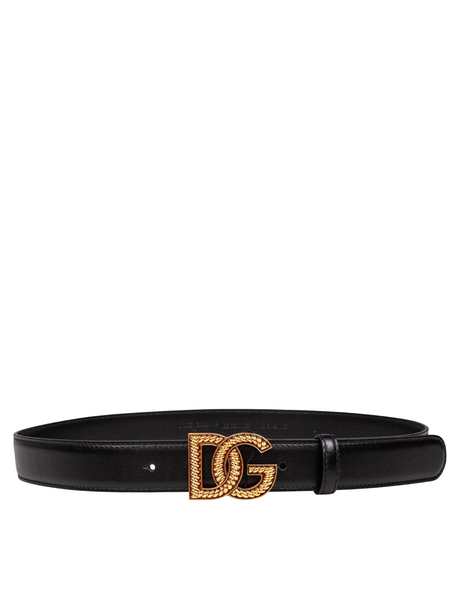 Dolce & Gabbana Adjustable Loop Stitched Belt In Black