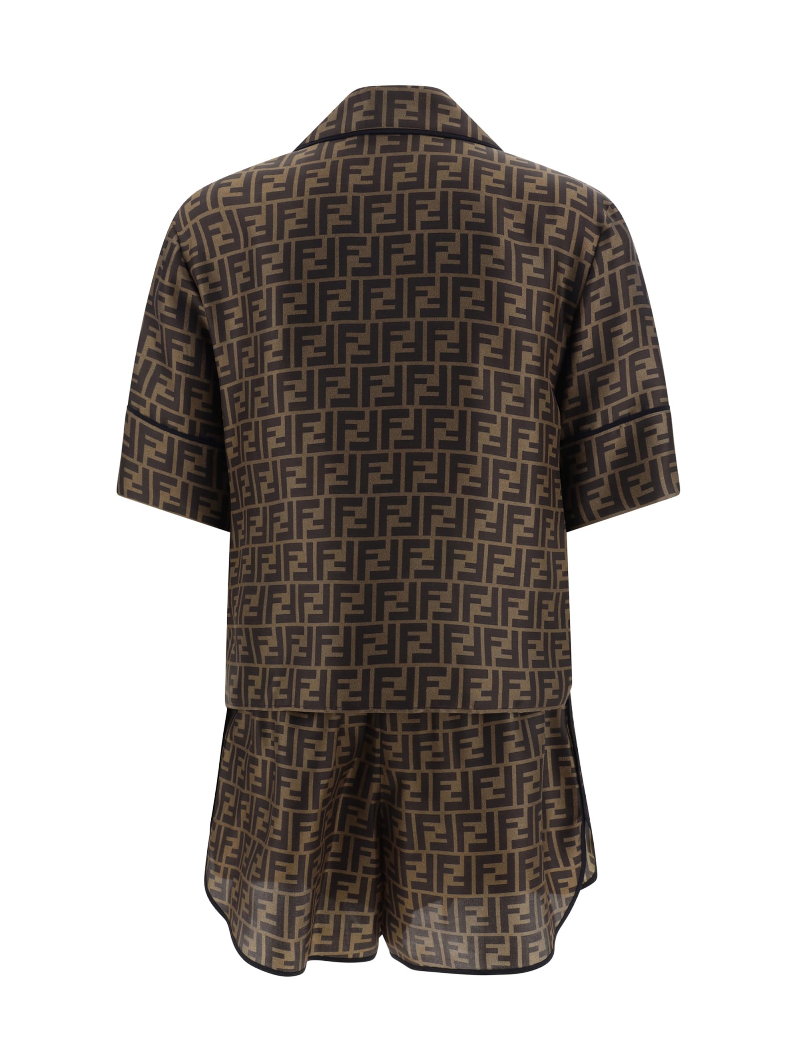 Shop Fendi Ff Pajama Set In Brown