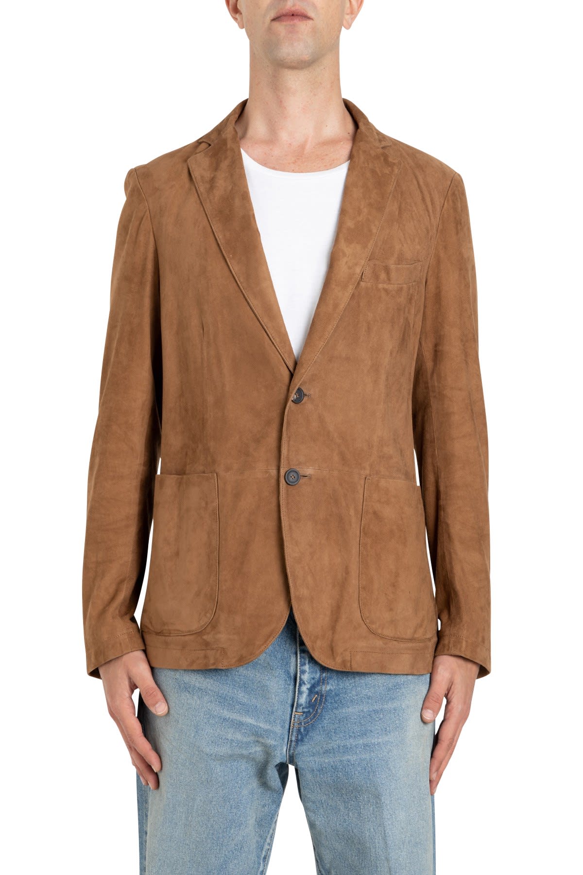 tan suede blazer