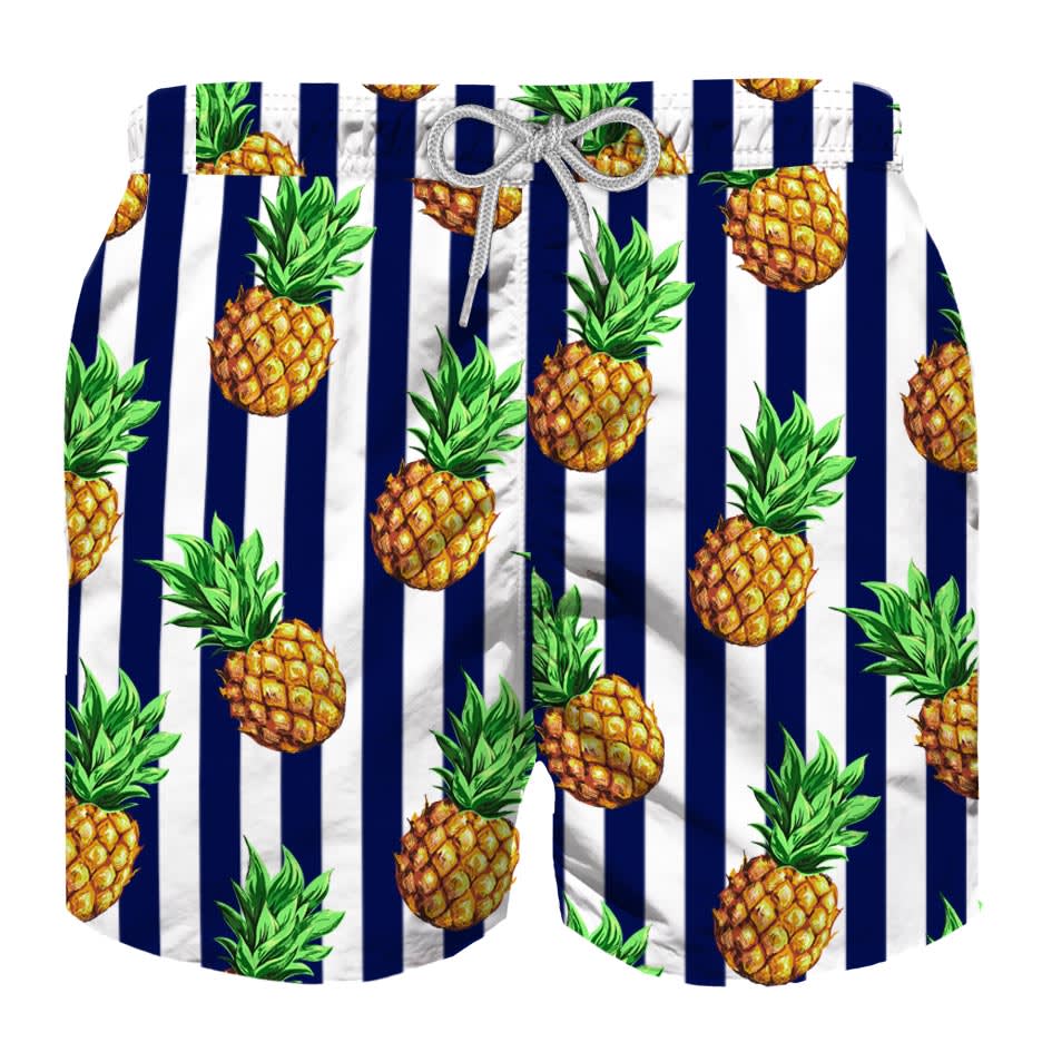 MC2 Saint Barth Pineapple Boy Swim Trunks - Blue Stripes