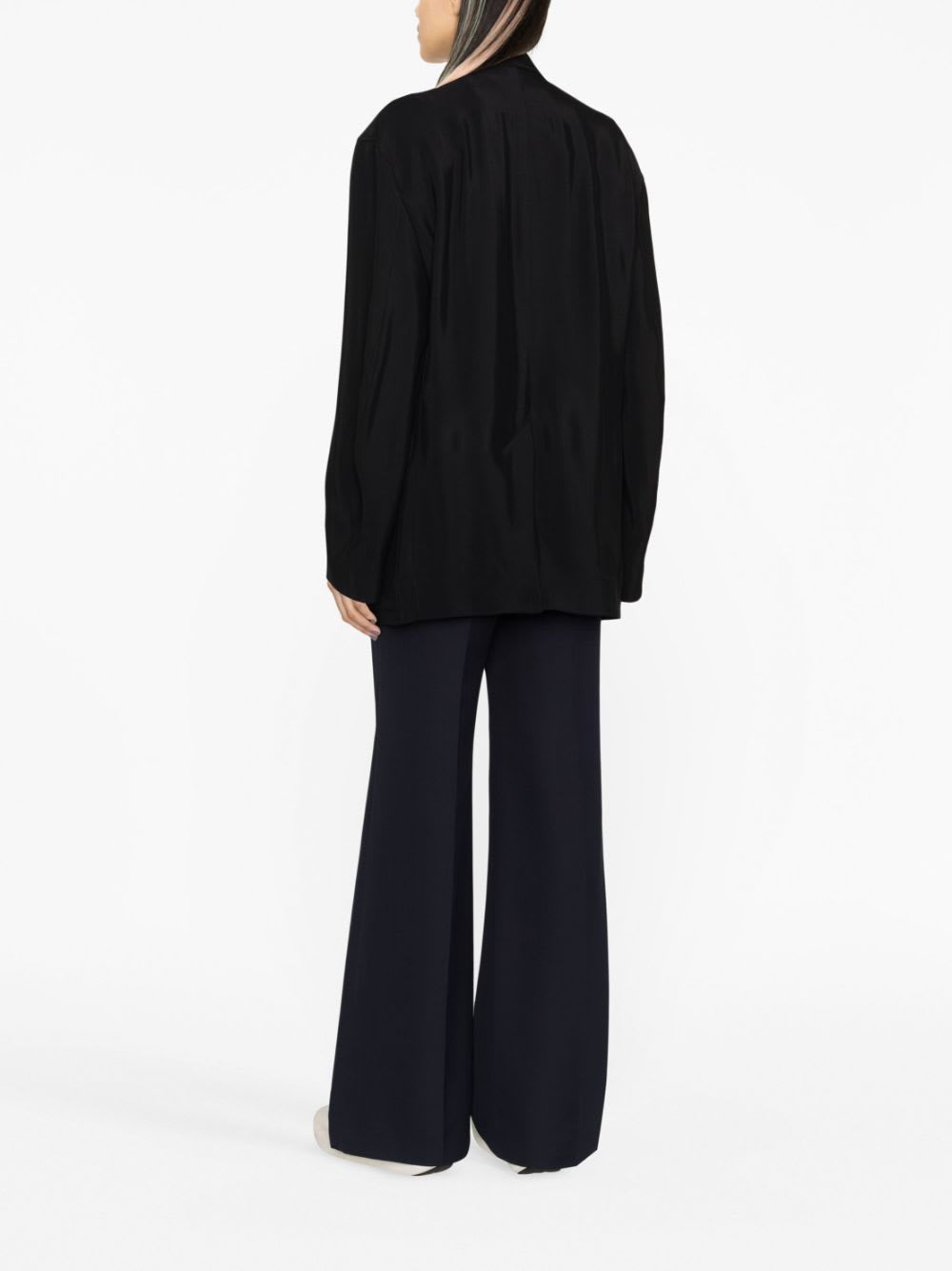 Studio Nicholson Cotton Blend Jacket With Crepe Texture In Black