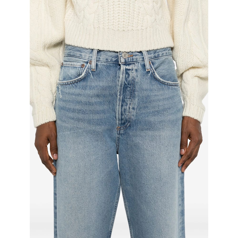 Agolde Denim Trousers With Belt Loops In Blue