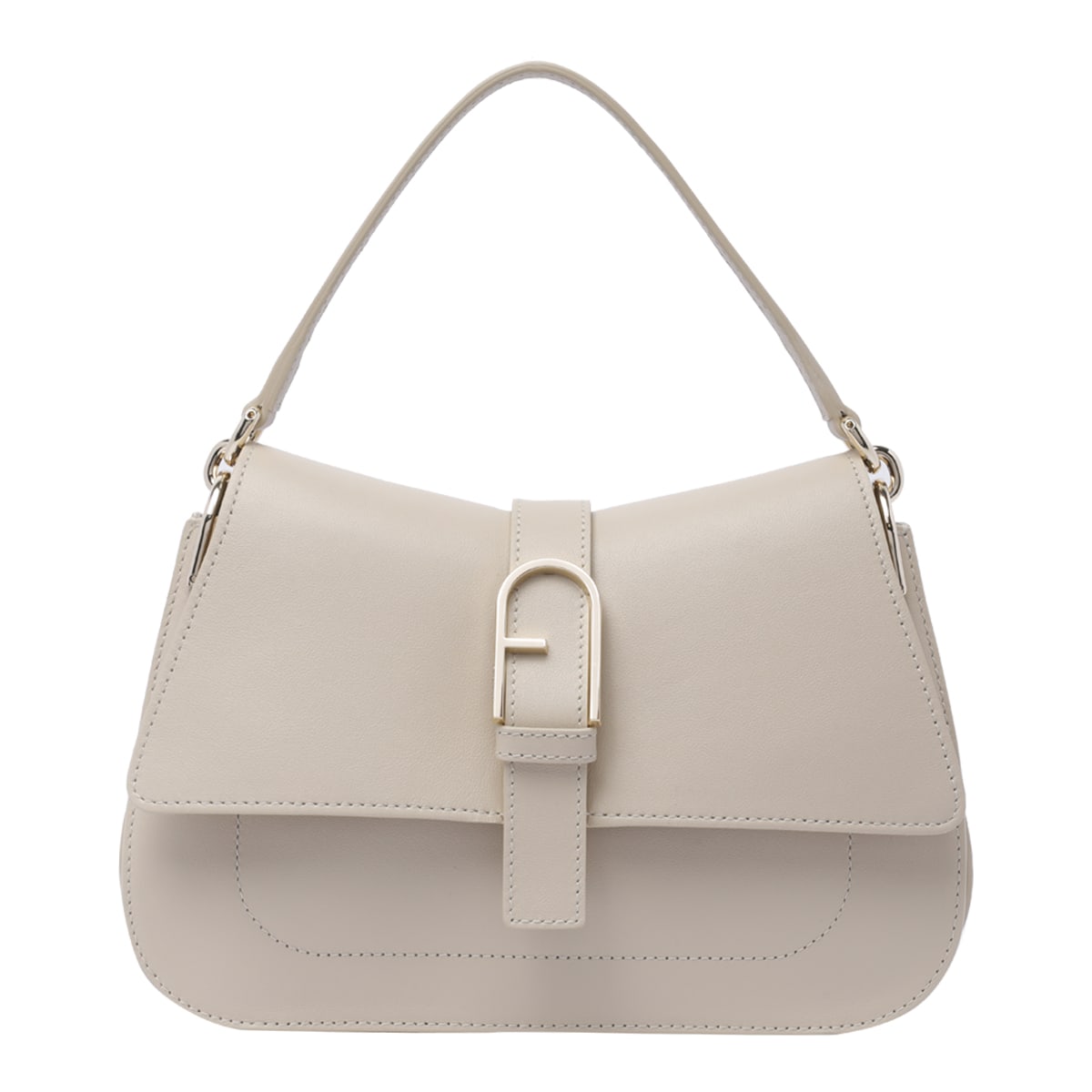 Shop Furla Medium  Flow Shoulder Bag In Grey