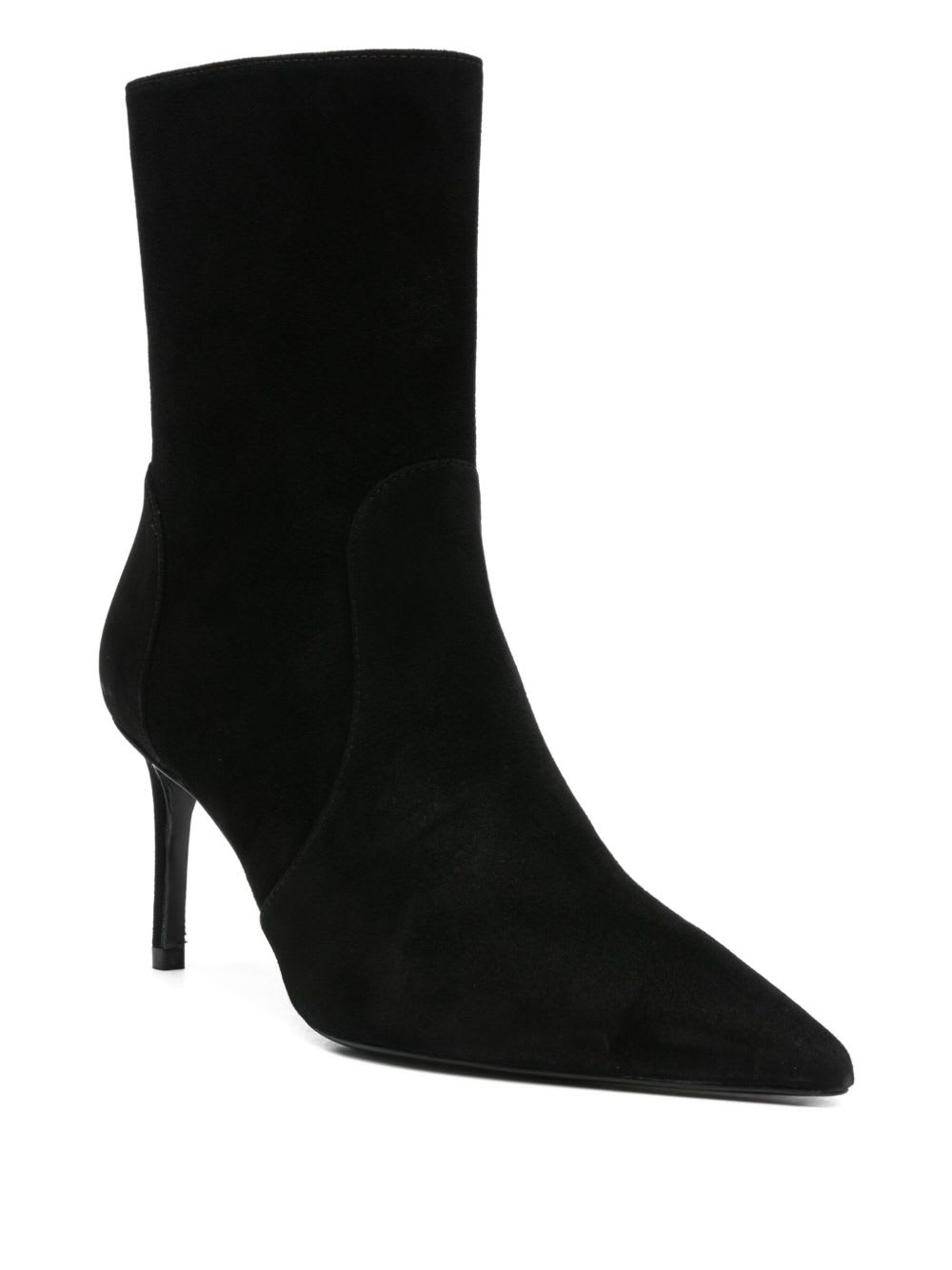 Stuart Weitzman Black Ankle Boots With Stiletto Heel And Zip Closure On The Side In Suede Woman In Black