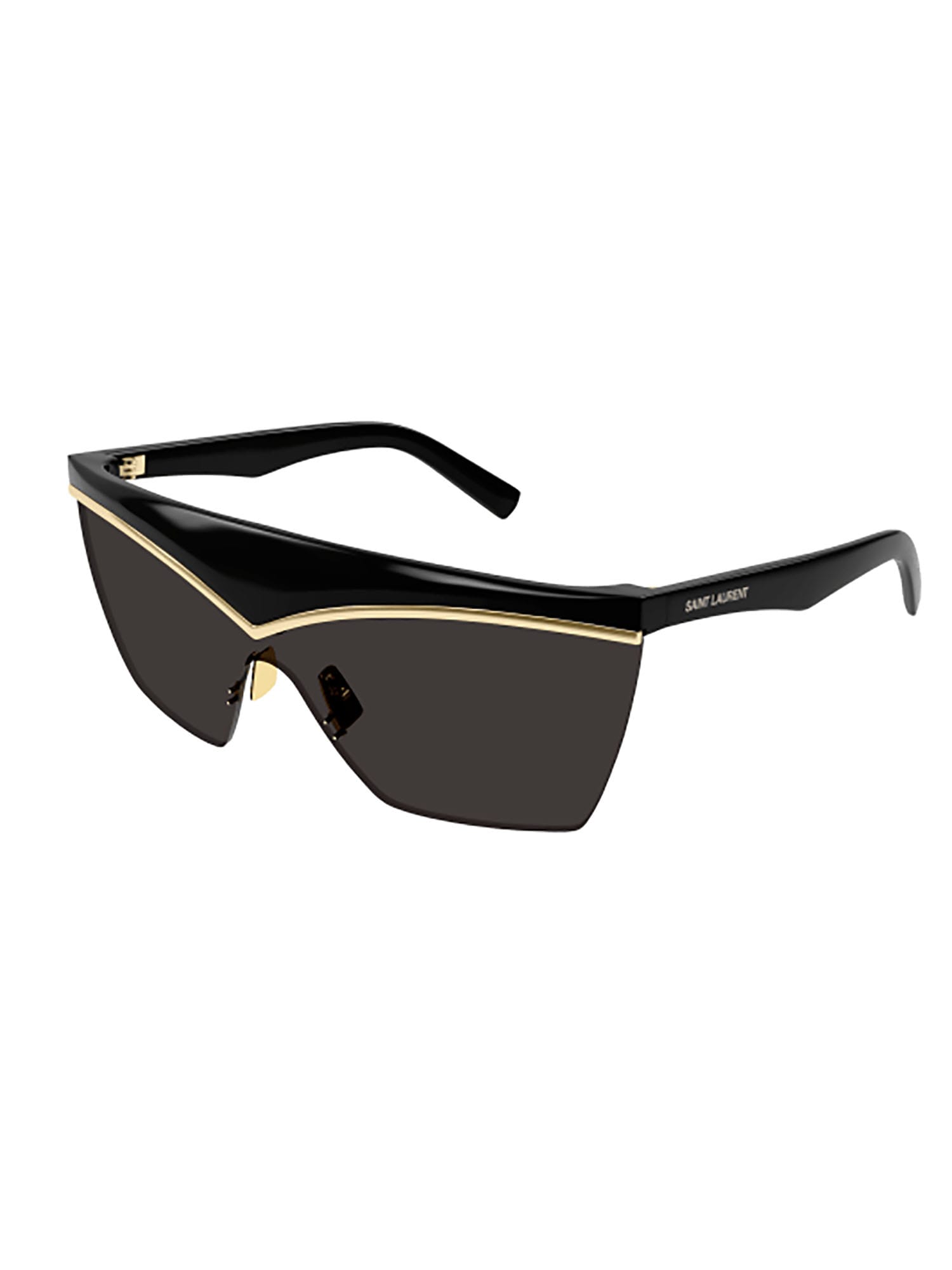 Shop Saint Laurent Sl 614 Mask Sunglasses In Black Black Black