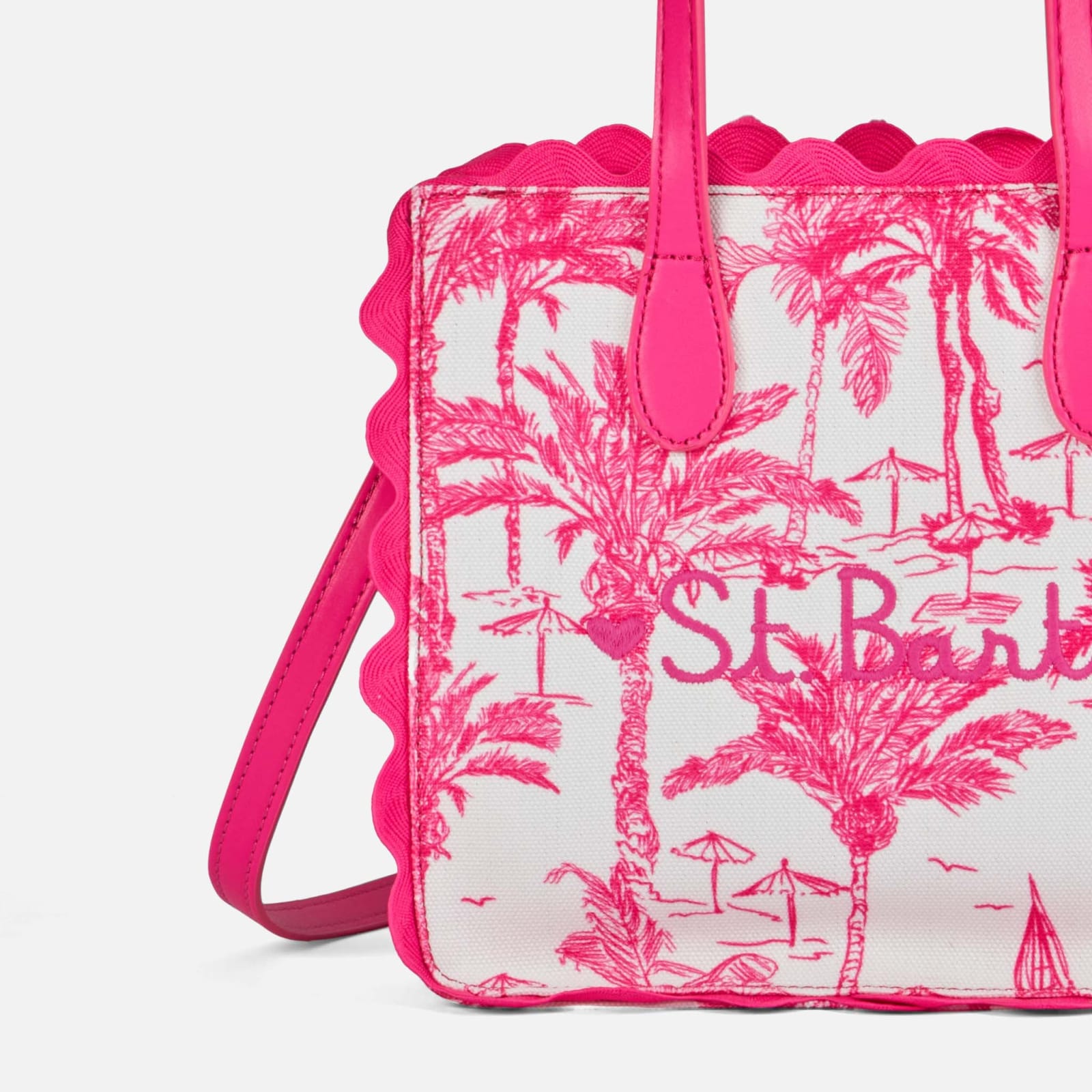 Shop Mc2 Saint Barth Vivian Cotton Handbag With Toile De Jouy Print In Pink