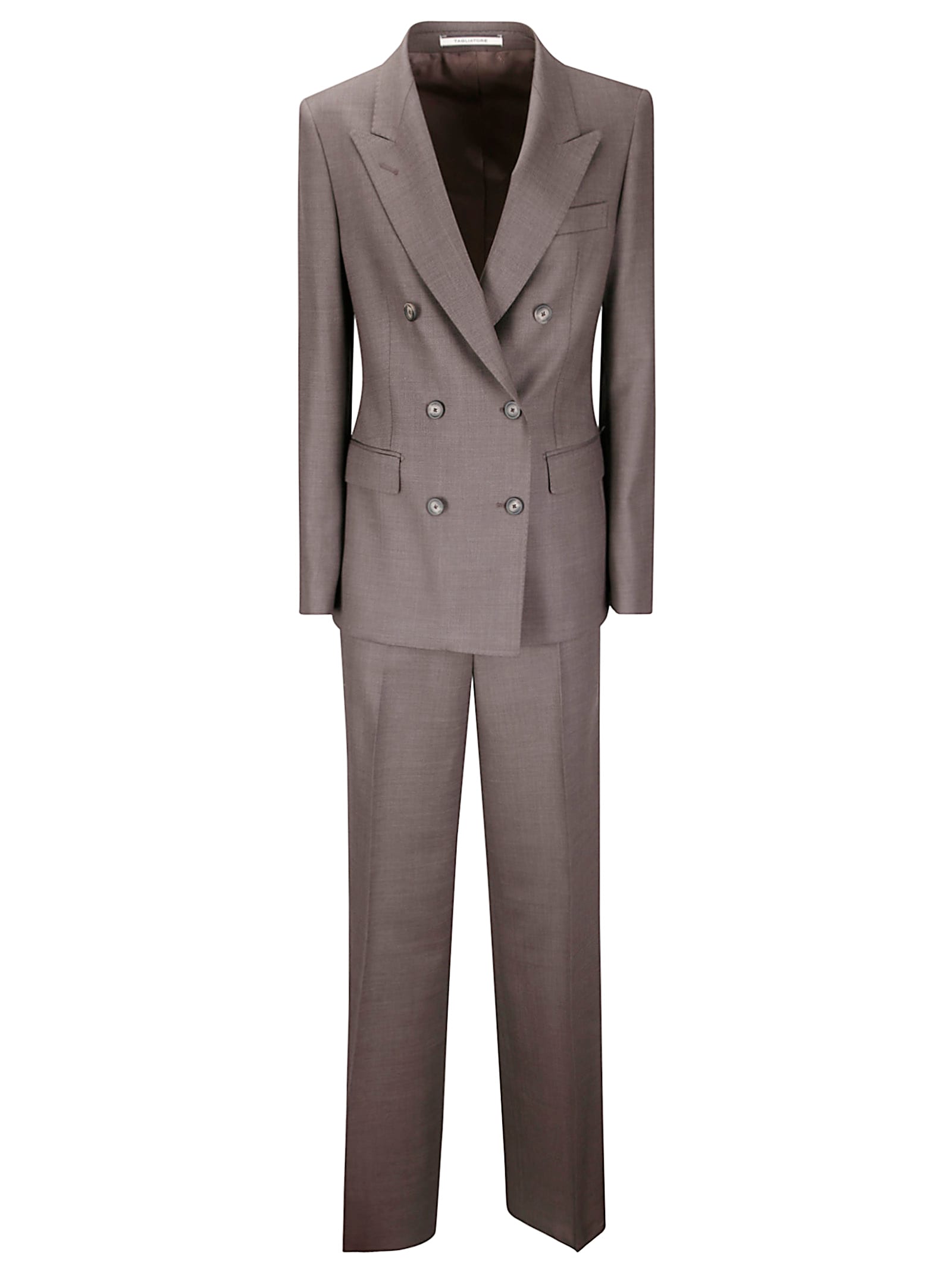 Tagliatore Double-breasted Trouser Suit In Brown