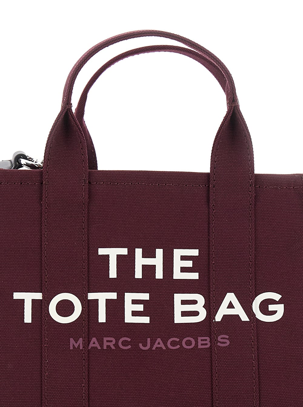 Marc Jacobs The Small Tote Bordeaux Handbag With Logo Lettering On The Front In Cotton Woman In Burgundy