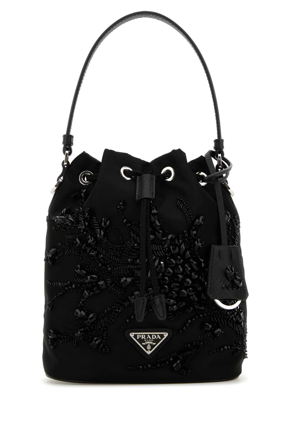 Shop Prada Black Nylon Bucket Bag In Nero