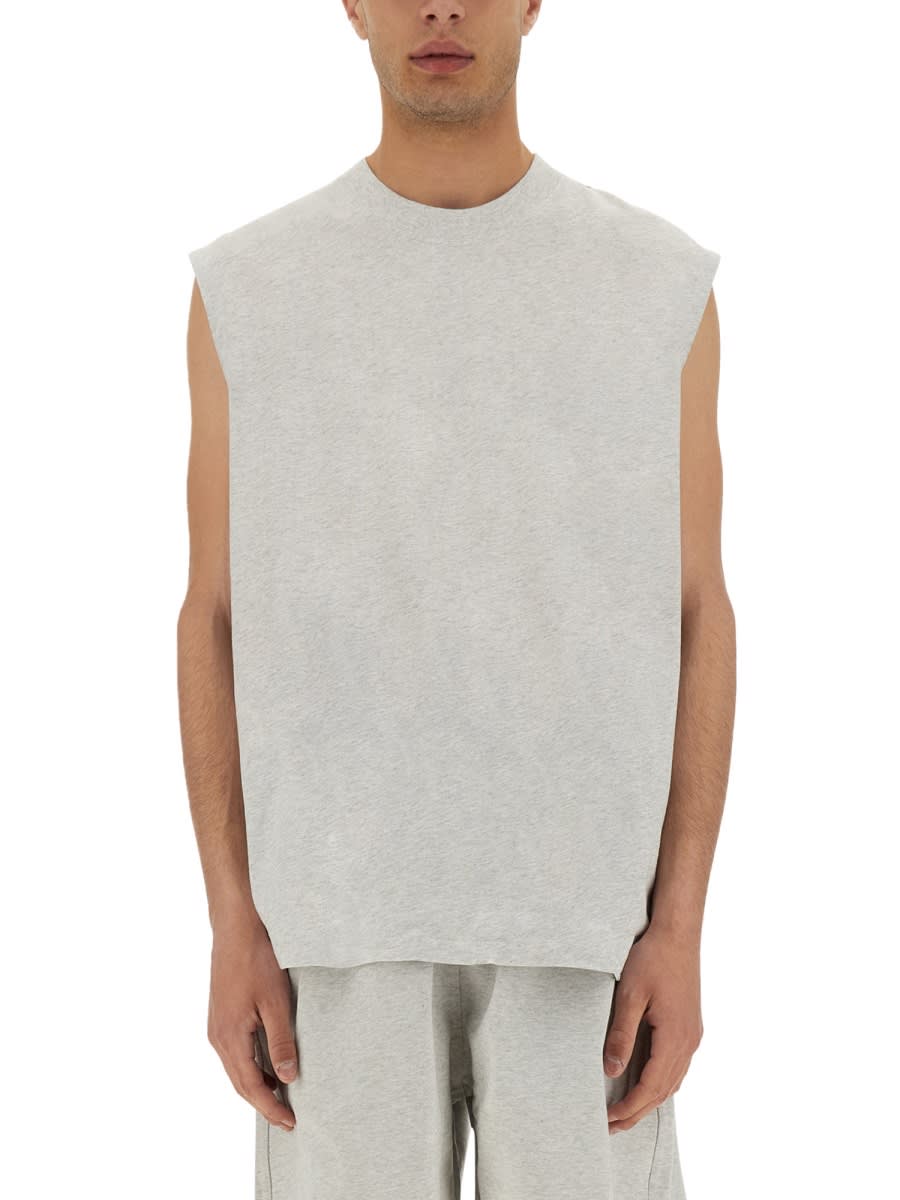 Represent Soft Fabric Sleeveless Crew Neck Top In White